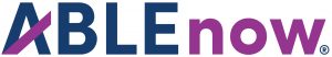 The ABLEnow Logo. ABLE is written in navy, in all caps, and now is written in purple, in all lowercase. the bar on the A is the same shade of purple as the word now.